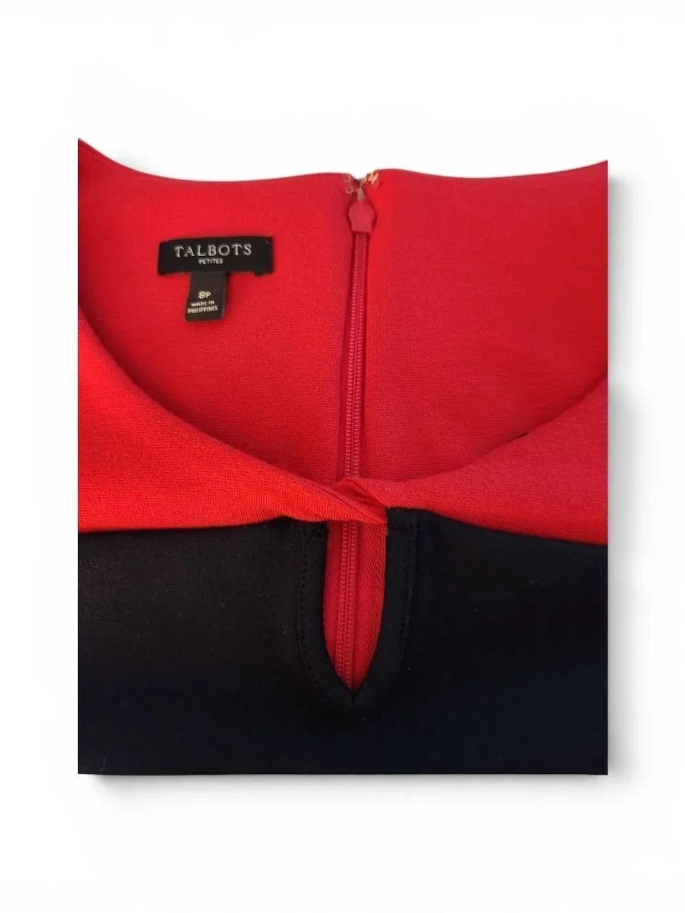 Talbots Navy Blue And Pink Colorblock Sheath Dress Size 8P - Picture 6 of 7